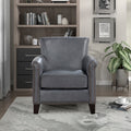Classic Traditional Accent Chair 1Pc Solid Wood Frame Burnish Gray Top Grain Leather Trim Living Room Furniture Gray Primary Living Space Classic,Traditional,Transitional Solid Wood