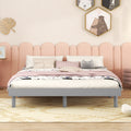 Modern Design Full Floating Platform Bed Frame For Grey Color Grey Particle Board