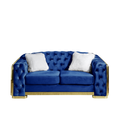 Velvet Stainless Steel Frame Surround Upholstered Loveseat Blue Velvet