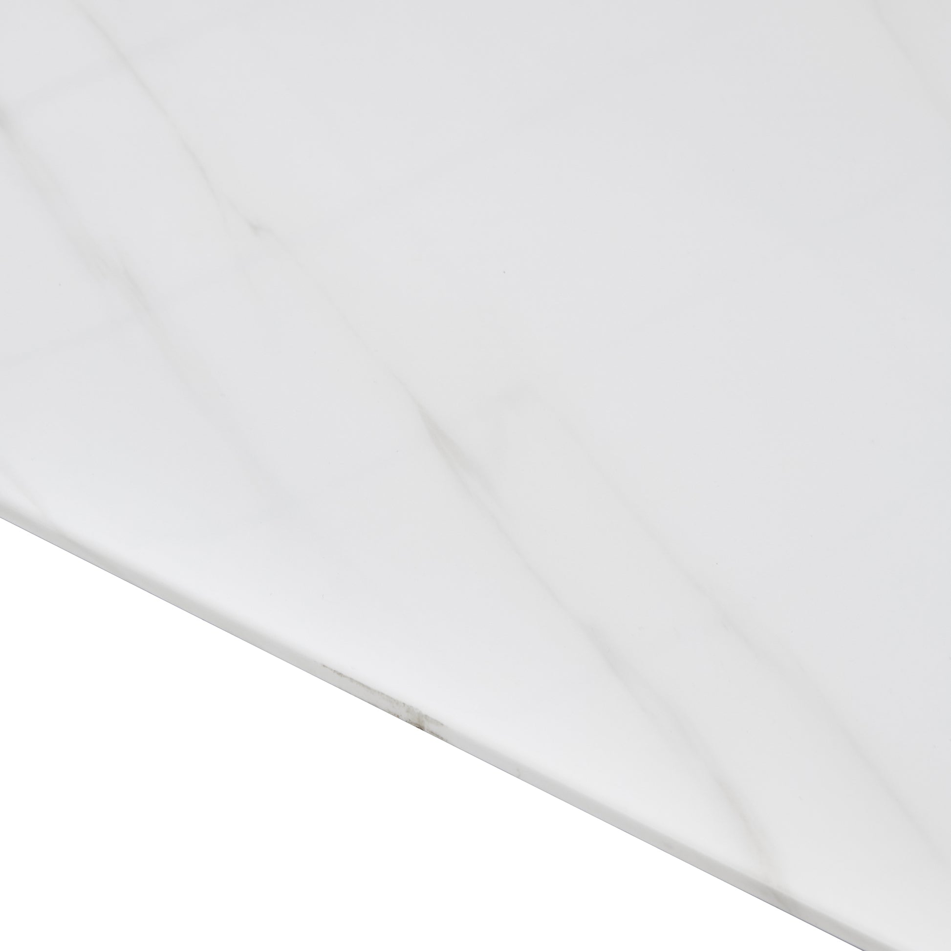 Modern Minimalist Dining Table. The White Imitation Marble Glass Desktop Is Equipped With Silver Metal Legs. Suitable For Restaurants And Living Rooms 71" *39.3" *29.5" Dt 69 White Glass