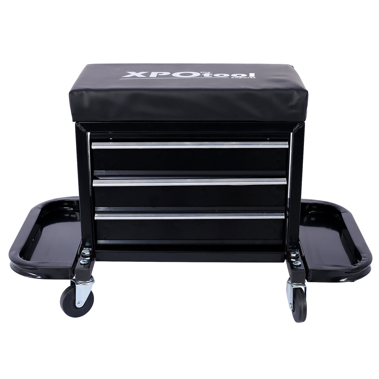 350 Pound Capacity Garage Glider Rolling Tool Chest Seat Black Steel