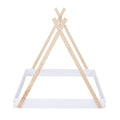 Full Size Tent Floor Bed With Triangle Structure, White Natural Full Box Spring Not Required White Wood Wood