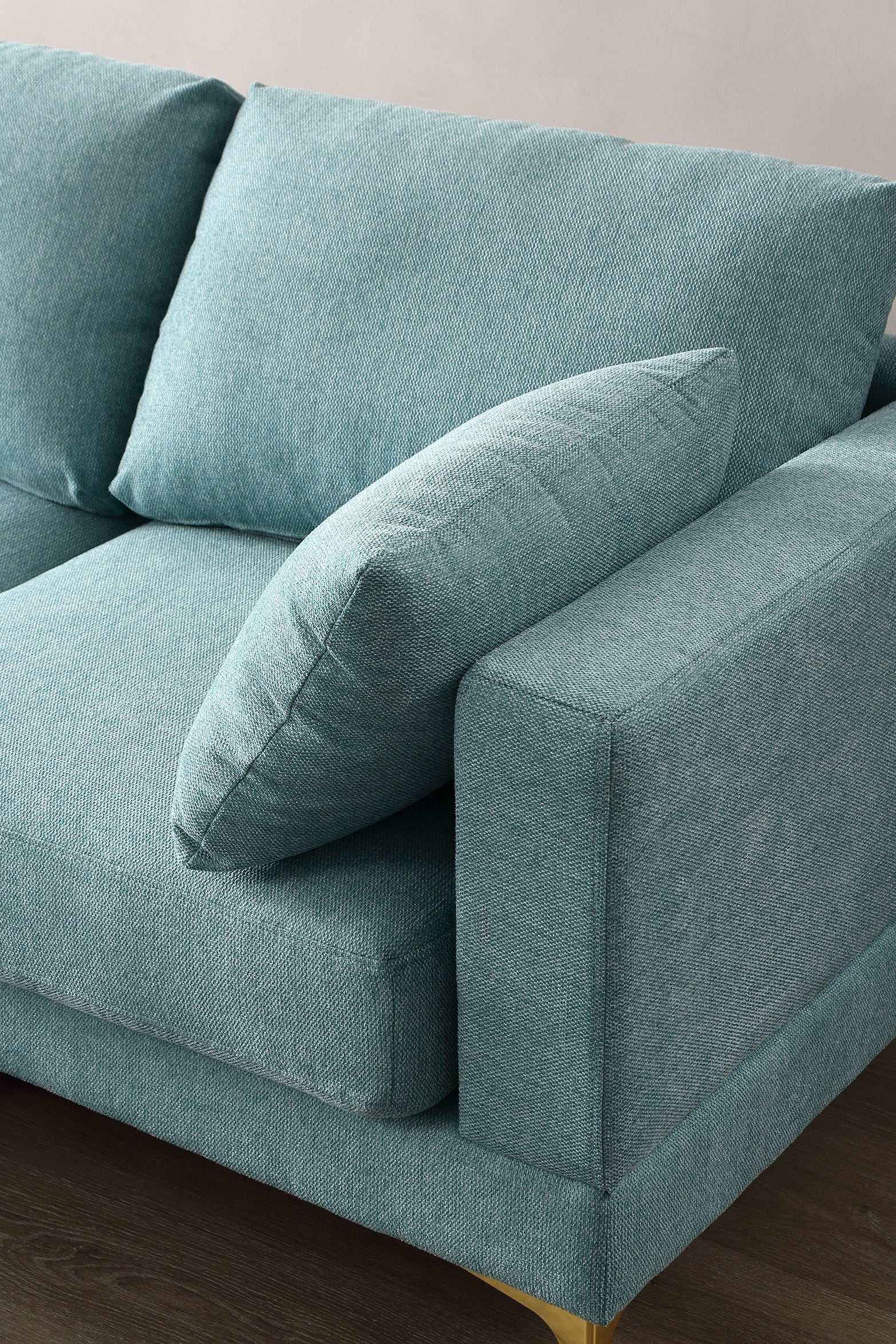 Adf Living Room Furniture Modern Leisure L Shape Couch Turquoise Fabric Turquoise Foam Fabric