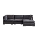 L Shape Modular Soft Fabric Sofa Filled With Down Dark Grey Dark Grey Down Filling Fabric