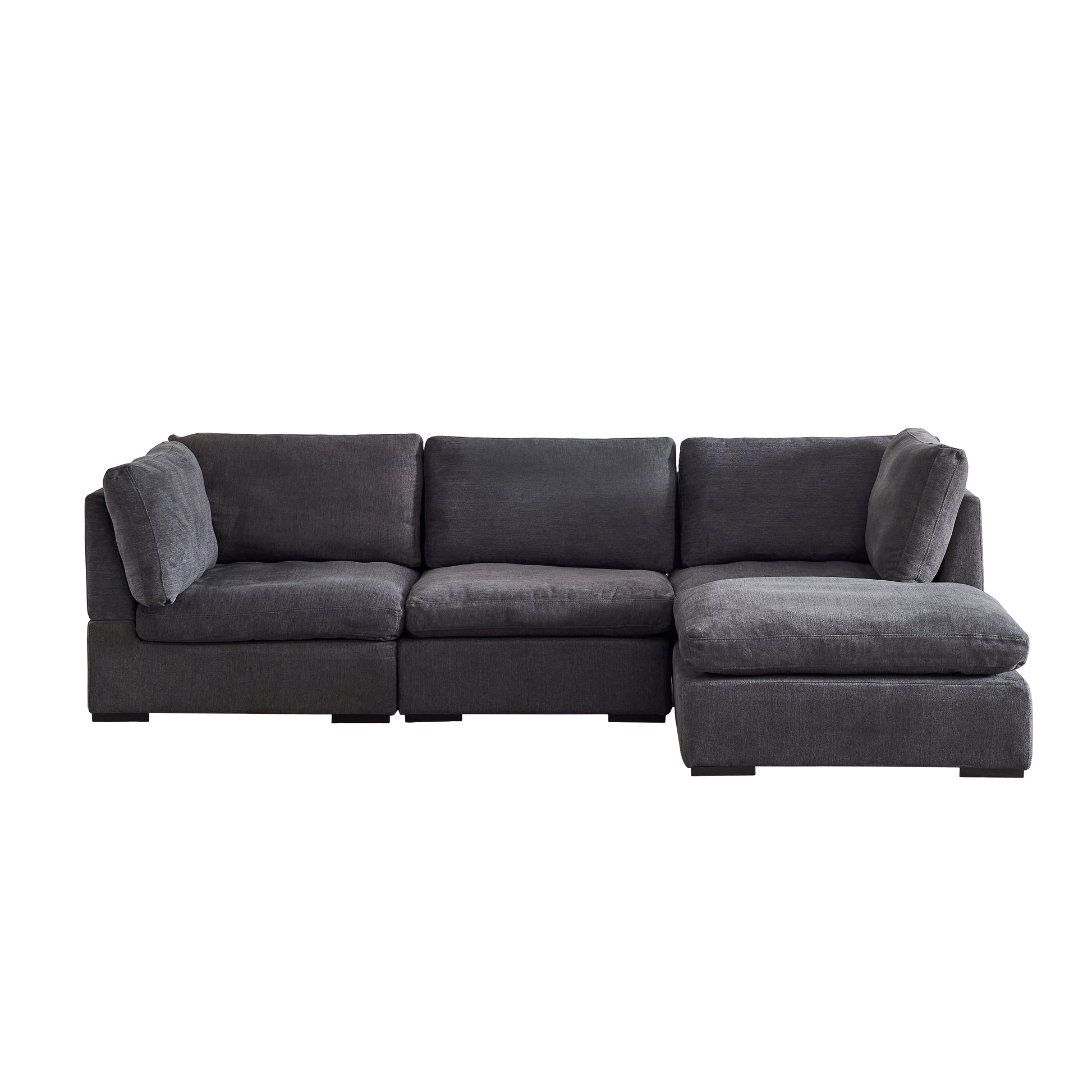 L Shape Modular Soft Fabric Sofa Filled With Down Dark Grey Dark Grey Down Filling Fabric