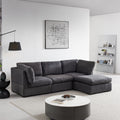 L Shape Modular Soft Fabric Sofa Filled With Down Dark Grey Dark Grey Down Filling Fabric