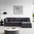 L Shape Modular Soft Fabric Sofa Filled With Down Dark Grey Dark Grey Down Filling Fabric