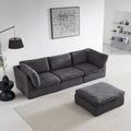 L Shape Modular Soft Fabric Sofa Filled With Down Dark Grey Dark Grey Down Filling Fabric