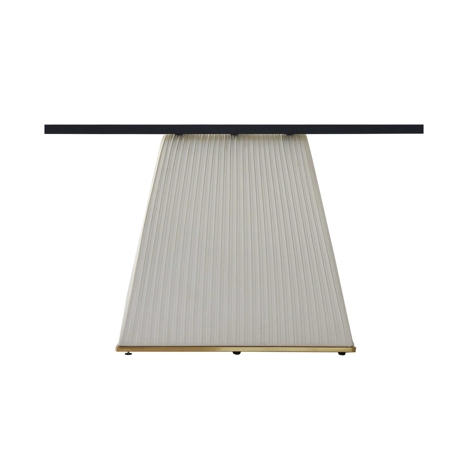 78.74" Modern Artificial Stone White Straight Side Panel Beige Pu Plywood Table Legs Can Accommodate 8 People. White Dining Room Plywood Sintered Stone