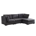 L Shape Modular Soft Fabric Sofa Filled With Down Dark Grey Dark Grey Down Filling Fabric