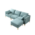Adf Living Room Furniture Modern Leisure L Shape Couch Turquoise Fabric Turquoise Foam Fabric