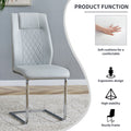 Modern Dining Chairs With Faux Leather Padded Seat Dining Living Room Chairs Upholstered Chair With Metal Legs Design For Living, Bedroom, Dining Room Side Chairs Set Of 8 Light Gray Pu C 001 Light