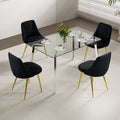 Modern Simple Velvet Dining Black Chair Home Bedroom Stool Back Dressing Chair Student Desk Chair Gold Metal Legs Set Of 4 Metal Black Velvet