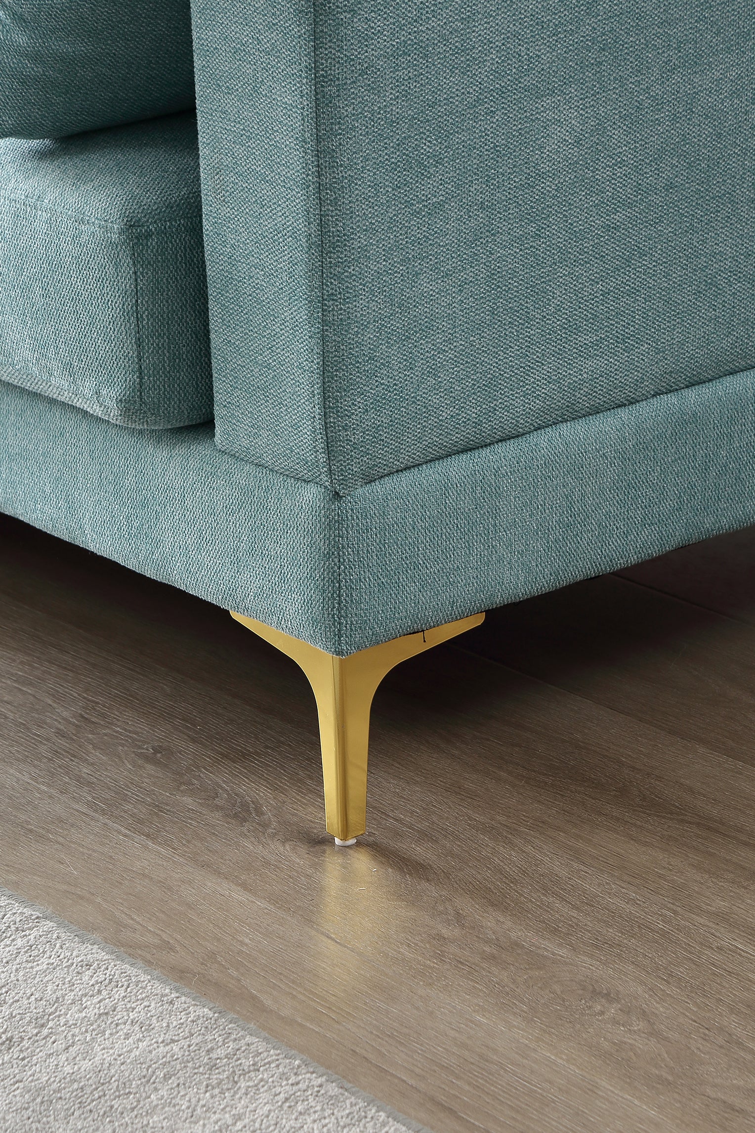 Adf Living Room Furniture Modern Leisure L Shape Couch Turquoise Fabric Turquoise Foam Fabric