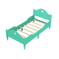 Girl'S Beautiful Princess Bed Macaron Twin Size Toddler Bed With Side Safety Rails And Headboard And Footboard, Seasoft Green Twin Green Solid Wood Mdf