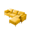 Adf Living Room Furniture Modern Leisure L Shape Couch Yellow Fabric Yellow Foam Fabric