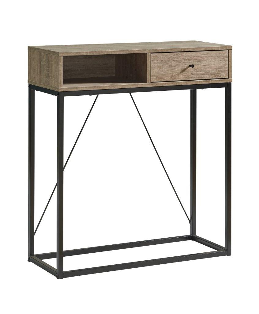 Console Table With One Drawer And Open Cubby Brown & Black Deep Rustic Brown Particle Board