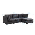 L Shape Modular Soft Fabric Sofa Filled With Down Dark Grey Dark Grey Down Filling Fabric