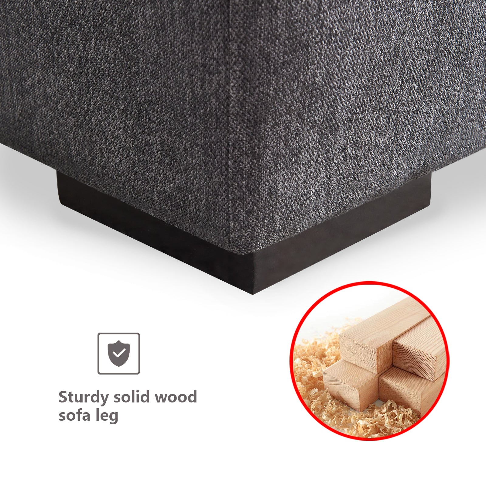 L Shape Modular Soft Fabric Sofa Filled With Down Dark Grey Dark Grey Down Filling Fabric