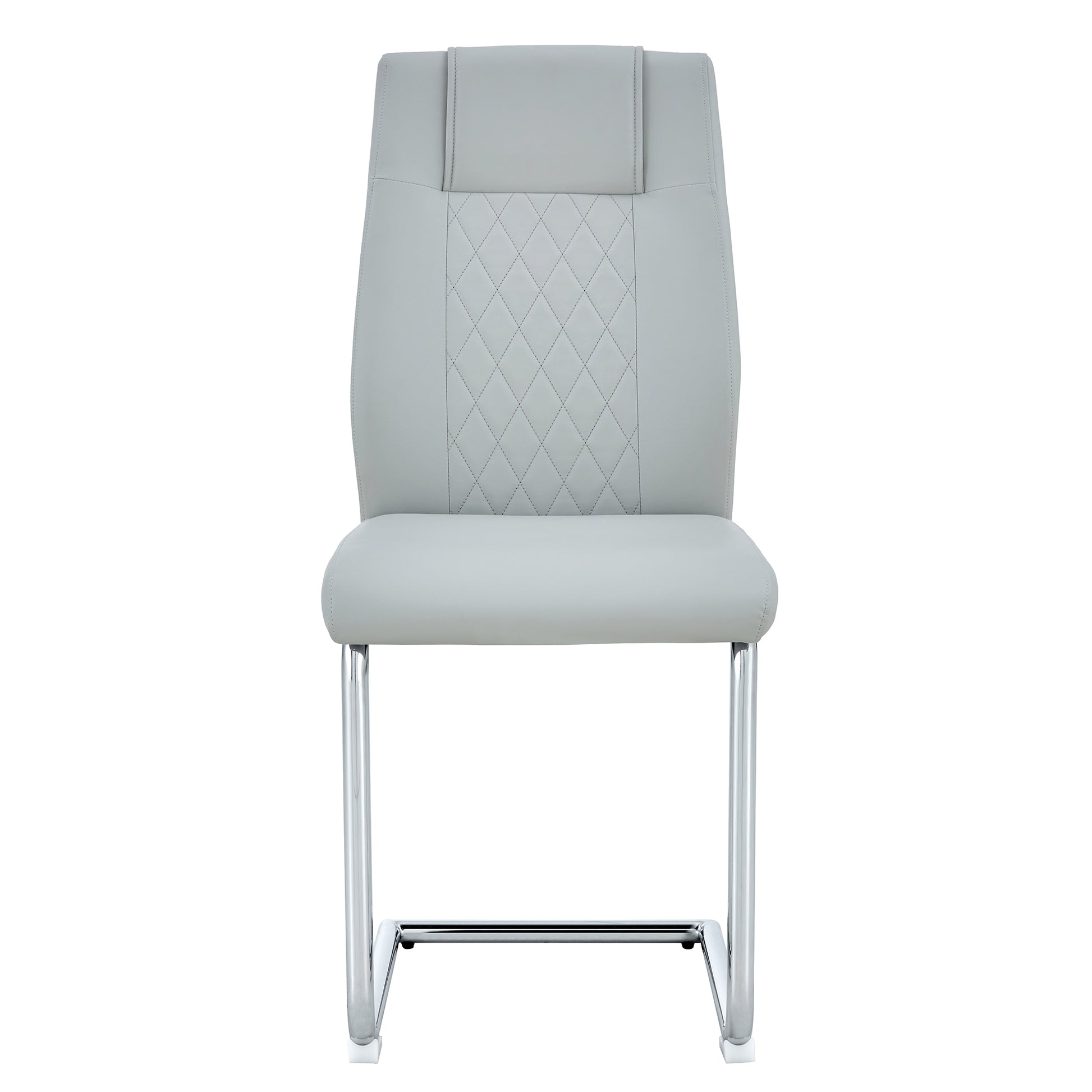 Modern Dining Chairs With Faux Leather Padded Seat Dining Living Room Chairs Upholstered Chair With Metal Legs Design For Living, Bedroom, Dining Room Side Chairs Set Of 8 Light Gray Pu C 001 Light