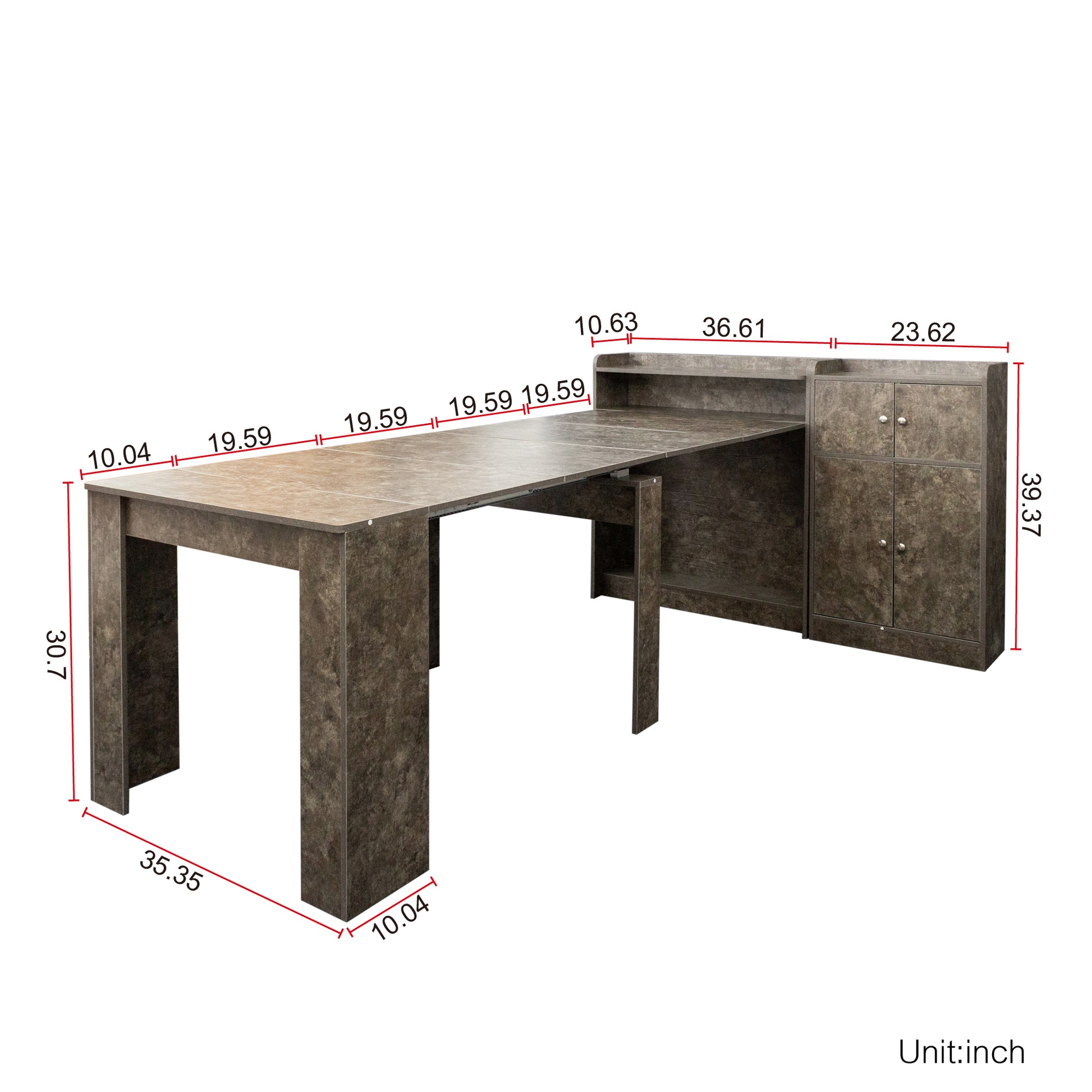 Modern Extendable Dining Table With Storage Marble Mdf