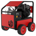 Commercial Hot Water Gas Oil Fired Pressure Washer, 3.5 Gpm, 4000 Psi, Kohler Engine, Direct Drive, Electric Start Red Aluminum