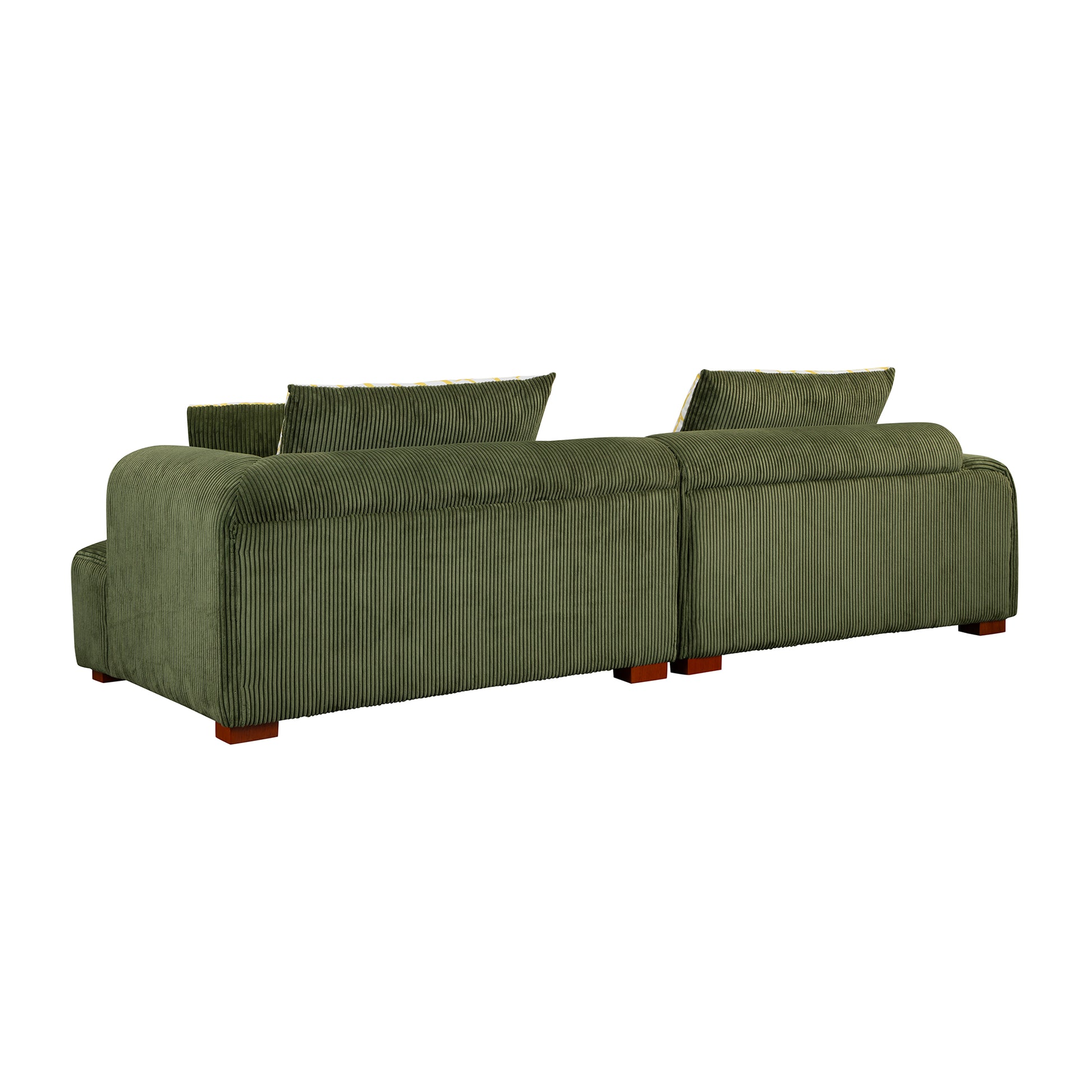 103.9" Modern Couch Corduroy Fabric Comfy Sofa With Rubber Wood Legs, 4 Pillows For Living Room, Bedroom, Office, Green Green Corduroy 2 Seat