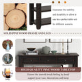 48'' Solid Pine Wood Top Console Table, Modern Entryway Sofa Side Table With 3 Storage Drawers And 2 Shelves. Easy To Assemble Black Black Pine