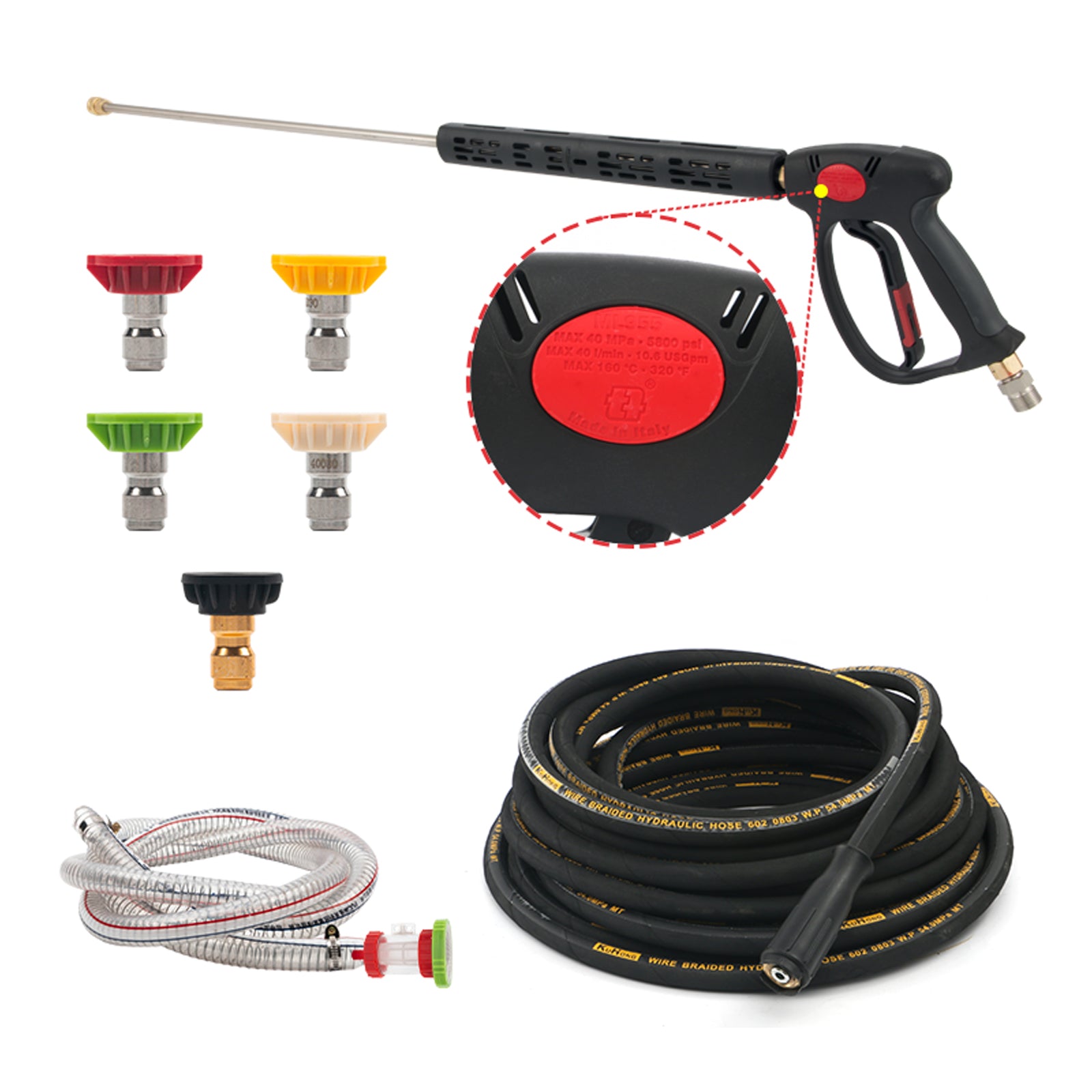 Commercial Hot Water Gas Oil Fired Pressure Washer, 3.5 Gpm, 4000 Psi, Kohler Engine, Direct Drive, Electric Start Red Aluminum