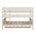 Wood Twin Over Full Bunk Bed With Storage Shelves And Twin Size Trundle, Cream Box Spring Not Required Cream Wood Bedroom Bunk Solid Wood Mdf