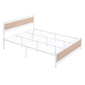 Queen Size Platform Bed, Metal And Wood Bed Frame With Headboard And Footboardwhite White Metal & Wood