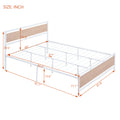 Queen Size Platform Bed, Metal And Wood Bed Frame With Headboard And Footboardwhite White Metal & Wood