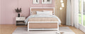 Full Size Platform Bed, Metal And Wood Bed Frame With Headboard And Footboardwhite White Metal & Wood