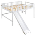 Full Size Low Loft Bed With Ladder And Slide,White Box Spring Not Required Full White Wood Bedroom Pine