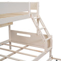 Wood Twin Over Full Bunk Bed With Storage Shelves And Twin Size Trundle, Cream Box Spring Not Required Cream Wood Bedroom Bunk Solid Wood Mdf