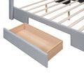 Queen Size Upholstered Platform Bed With One Large Drawer In The Footboard And Drawer On Each Side,Gray Box Spring Not Required Queen Gray Wood Bedroom Bed Frame Linen Upholstered