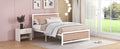 Full Size Platform Bed, Metal And Wood Bed Frame With Headboard And Footboardwhite White Metal & Wood
