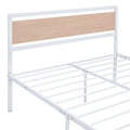 Full Size Platform Bed, Metal And Wood Bed Frame With Headboard And Footboardwhite White Metal & Wood