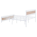 Queen Size Platform Bed, Metal And Wood Bed Frame With Headboard And Footboardwhite White Metal & Wood