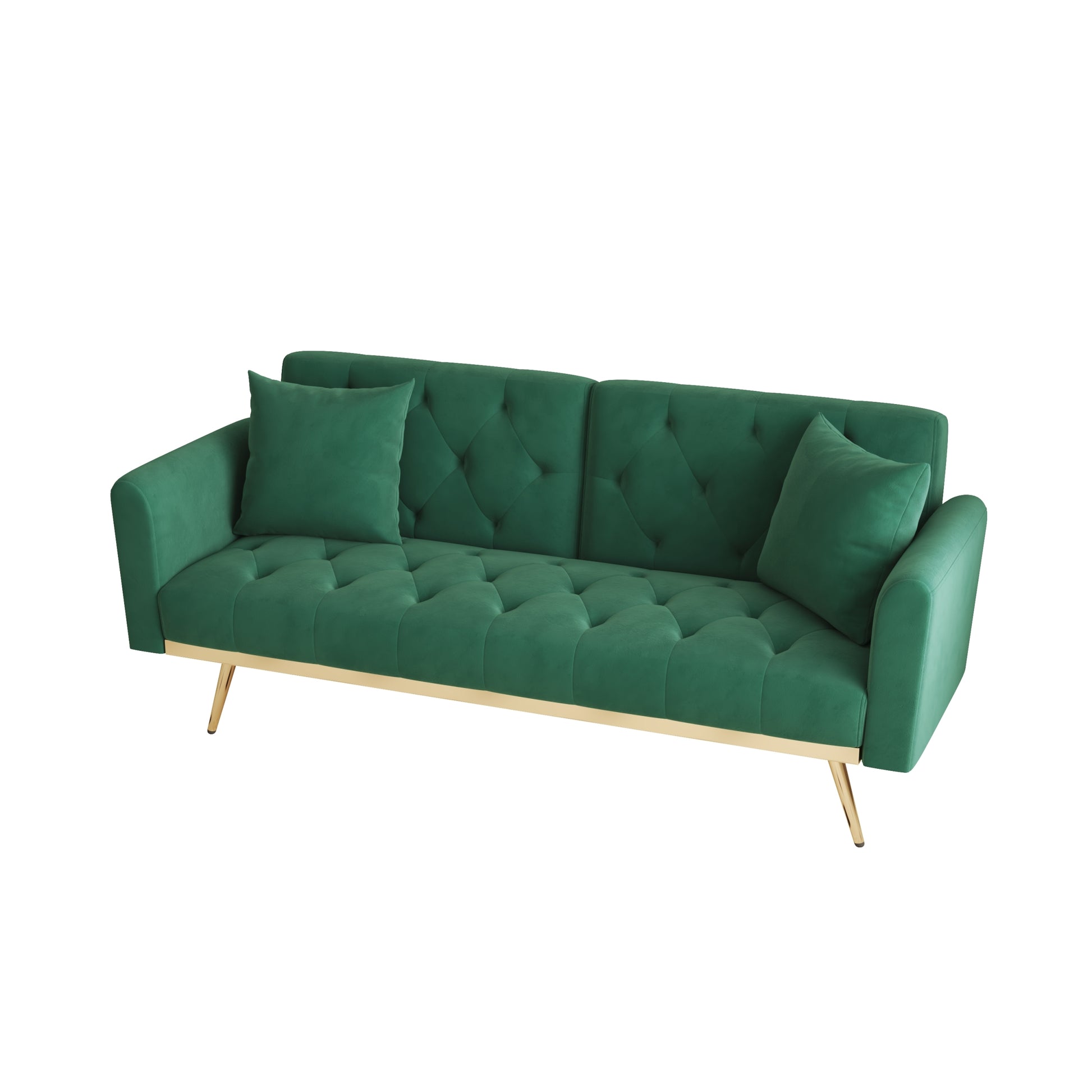 The 68.3 "Green Velvet Sofa Bed Is Beautiful And Easy To Assemble Green Velvet 2 Seat