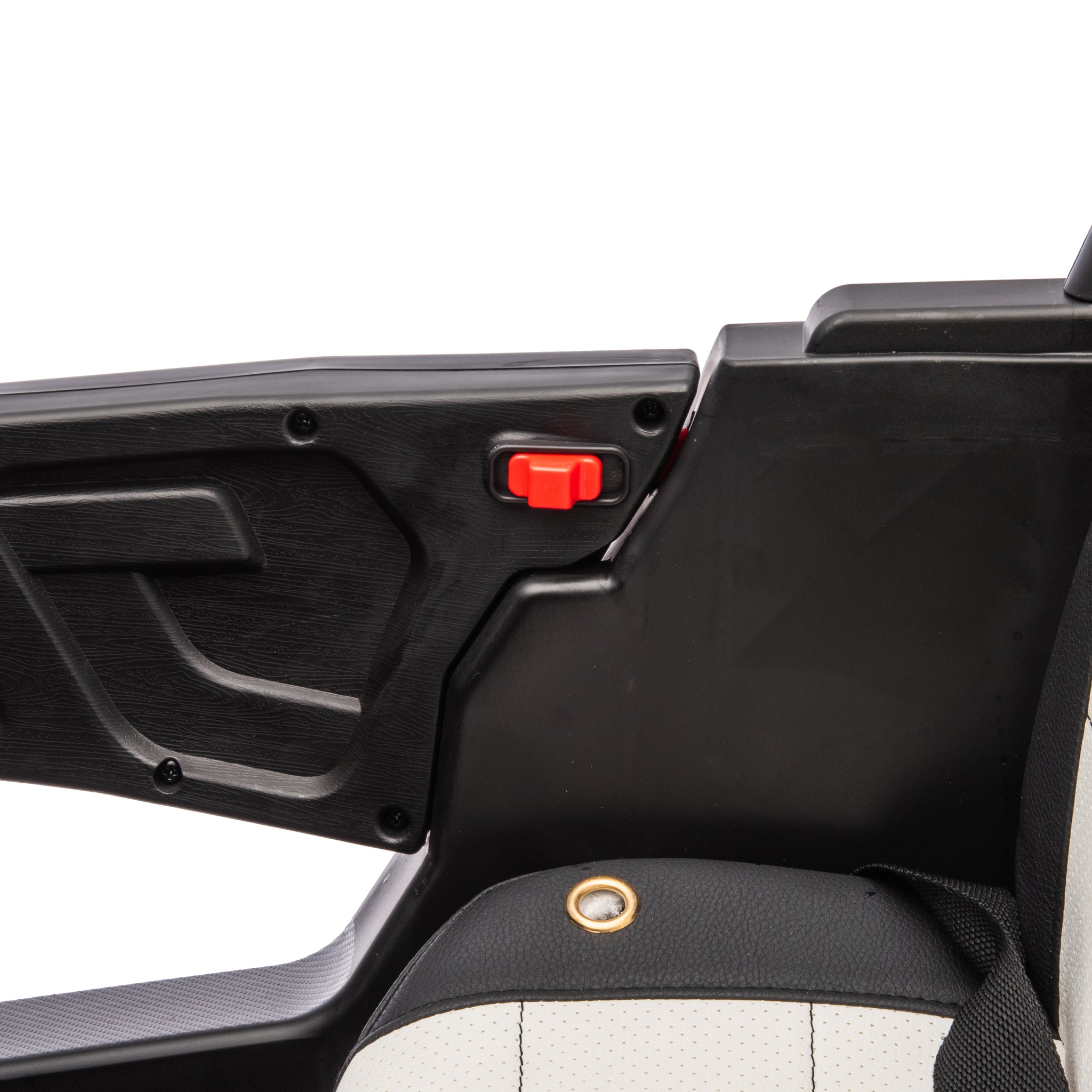 12V7A*1 30W*4 Four Wheel Drive Leather Seat One Button Start,Forward And Backward, High And Low Speed, Music, Front Light, Power Display, Two Doors Can Open, 2.4G R C, Seat Belt Four Wheel Absorber Black Iron Plastic