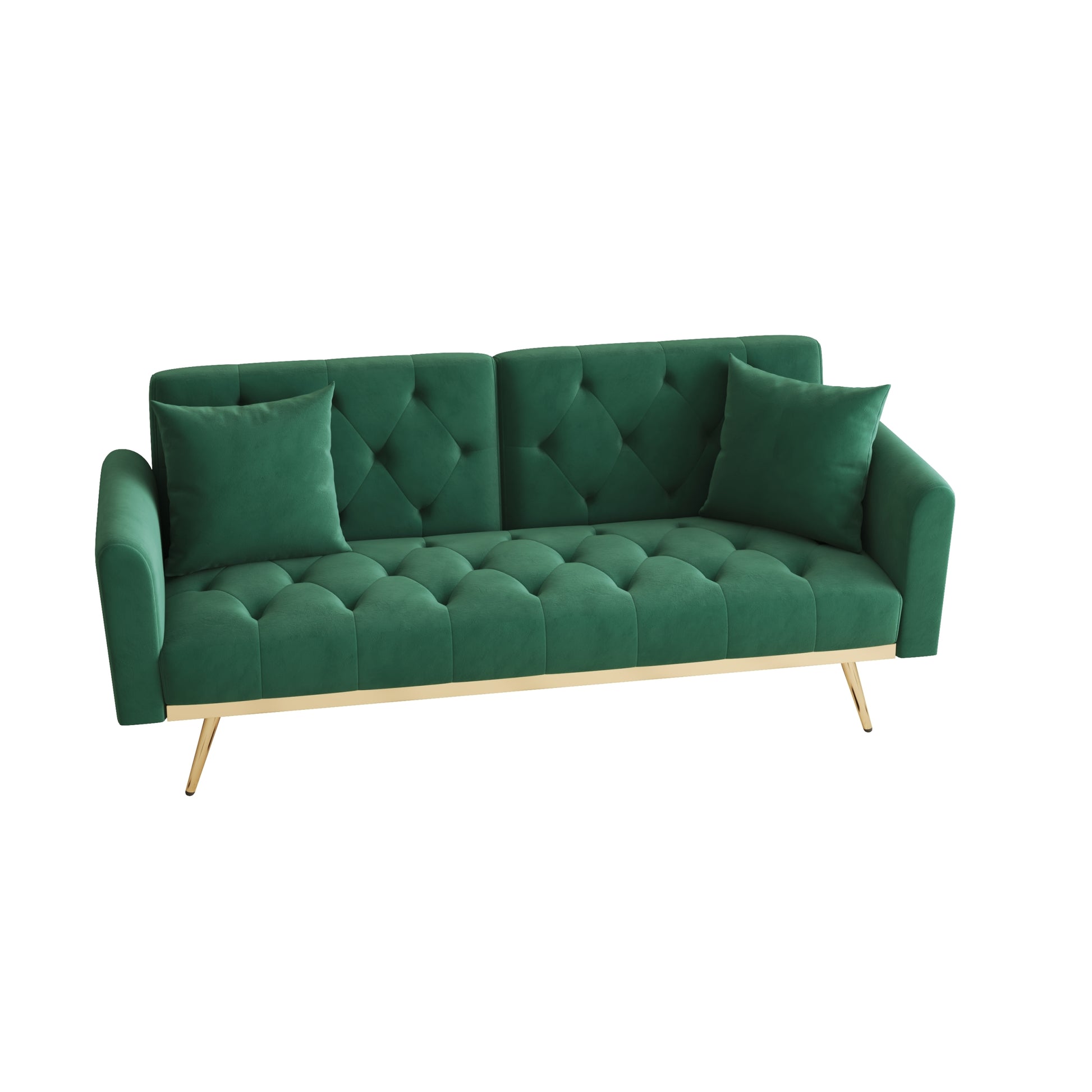 The 68.3 "Green Velvet Sofa Bed Is Beautiful And Easy To Assemble Green Velvet 2 Seat