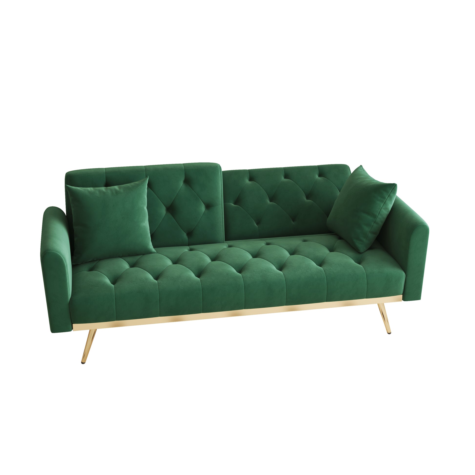 The 68.3 "Green Velvet Sofa Bed Is Beautiful And Easy To Assemble Green Velvet 2 Seat