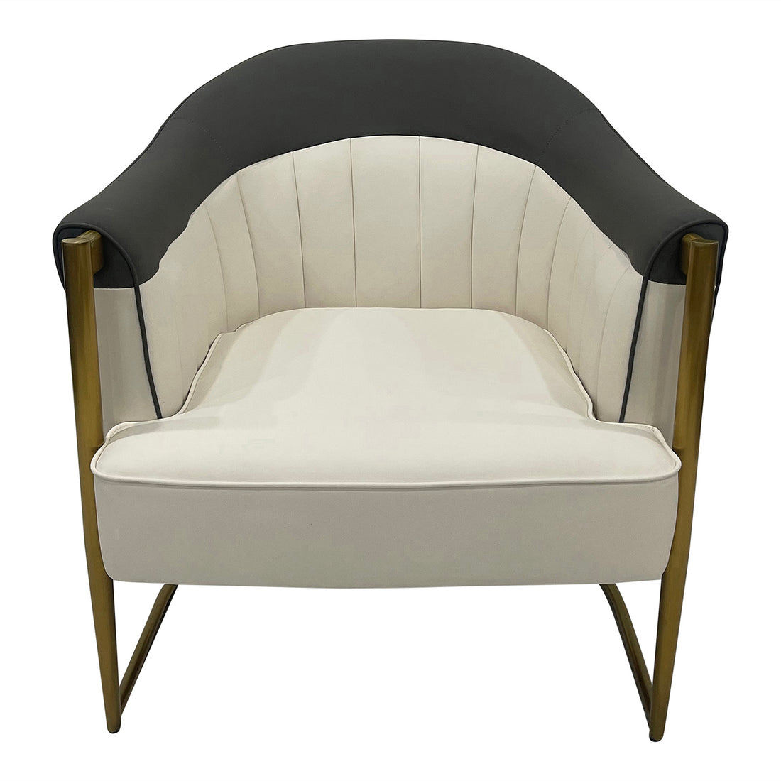 Gray, Off White And Gold Sofa Chair Off White Stainless Steel Vinyl