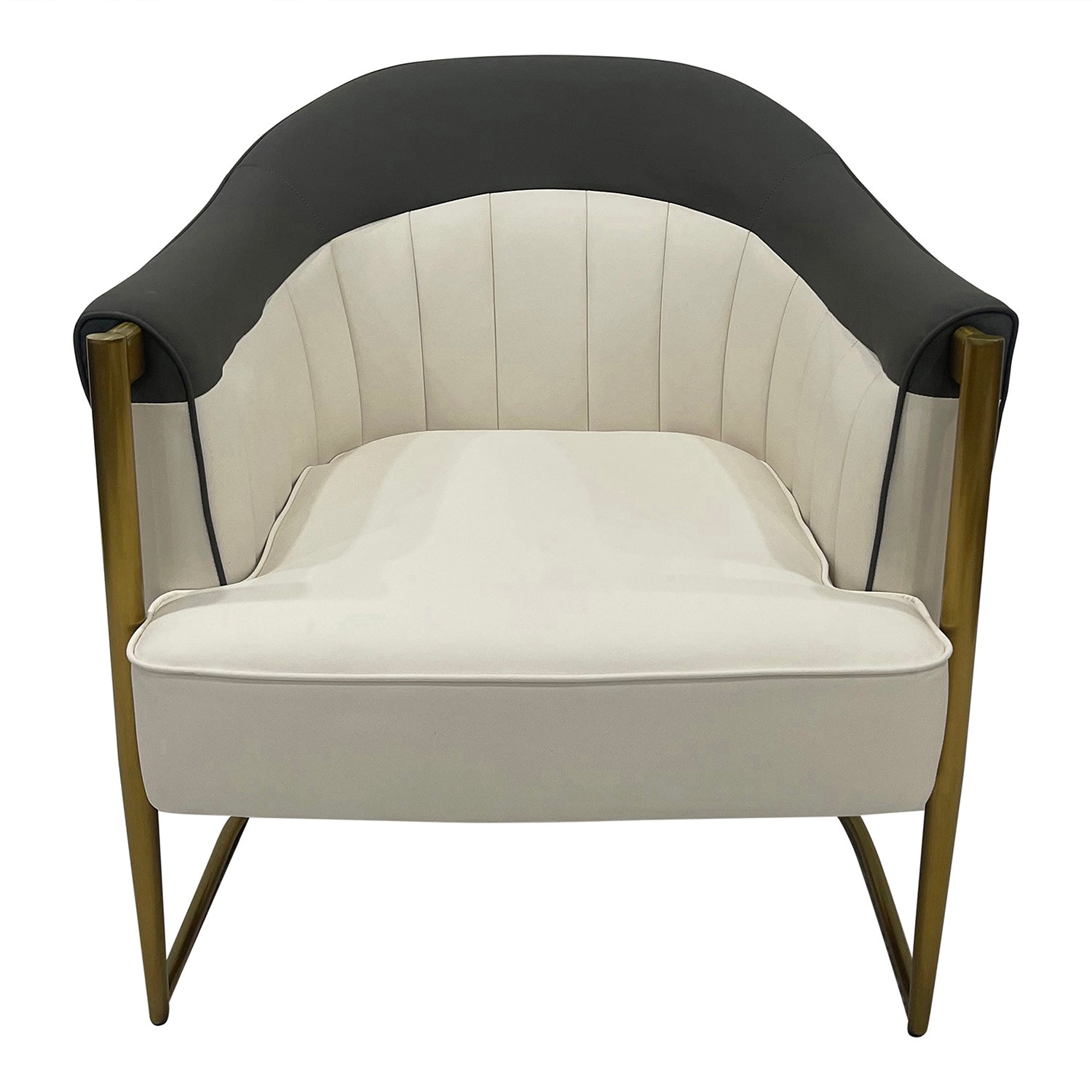 Gray, Off White And Gold Sofa Chair Off White Stainless Steel Vinyl