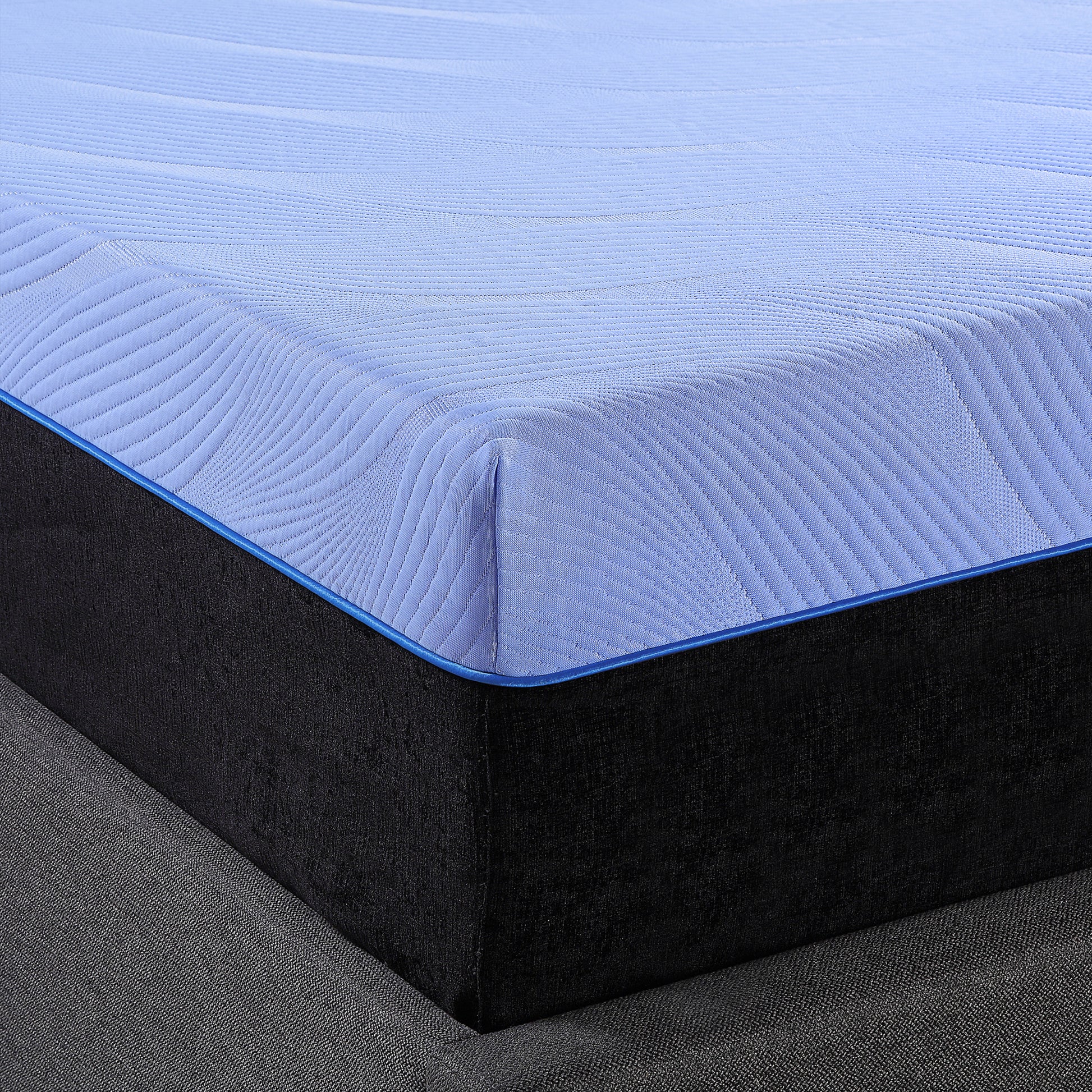 12 Inch Refresh Hybrid Cooling Fast Responding Latex Foam And Coil Adult Mattress, King Size Blue Bedroom Foam Spring King
