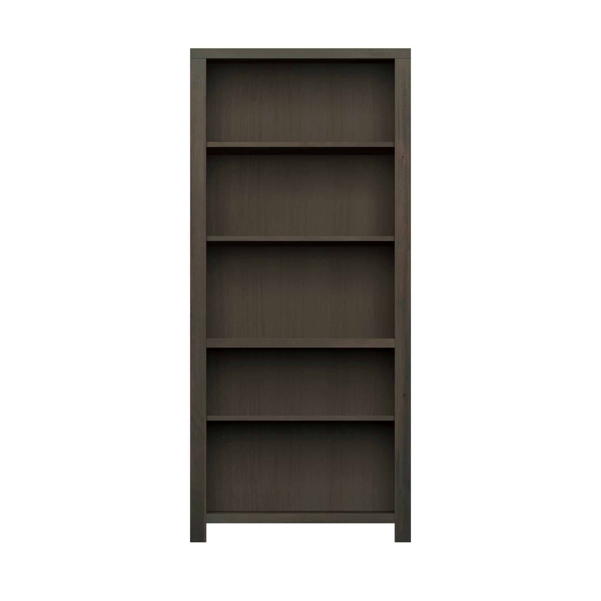 Joshua Creek 72 Inch High 5 Shelf Bookcase, No Assembly Required, Barnwood Finish 5 Brown Brown Office Closed Back Rustic,Transitional Alder Solid Wood