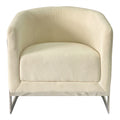 White And Silver Sofa Chair White Stainless Steel Velvet