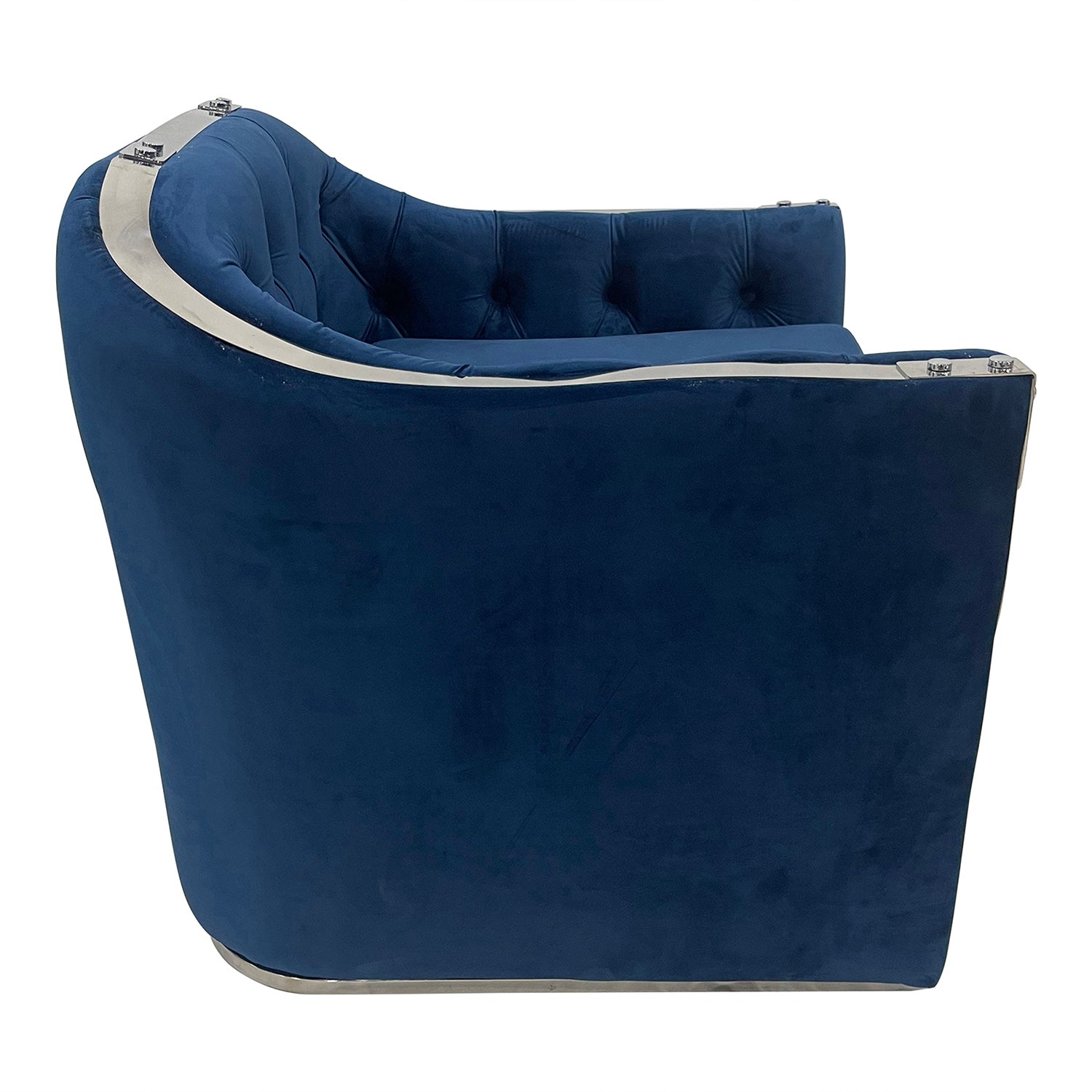 Navy And Silver Sofa Chair Navy Stainless Steel Velvet