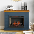 Washington 48 Inch Fireplace With Mantel, Blue Denim And Whiskey Finish Up To 40 Powder Coated Electric Blue 400 Coastal,Farmhouse,Nautical Yes Insert Solid Wood Electric